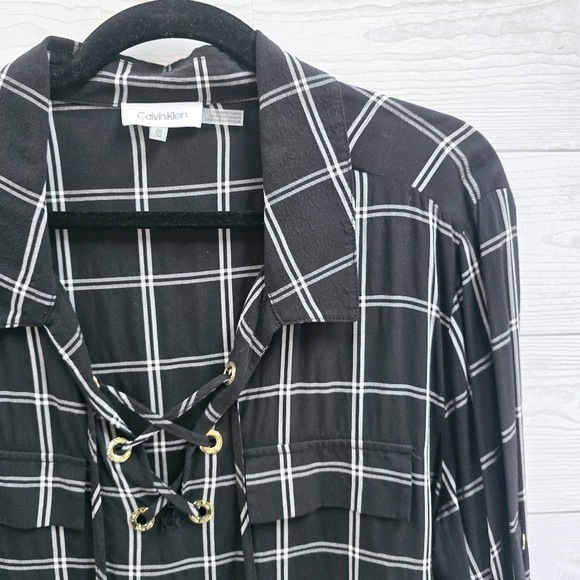 Calvin Klein Lace Up Blouse - Picture 2 of 8